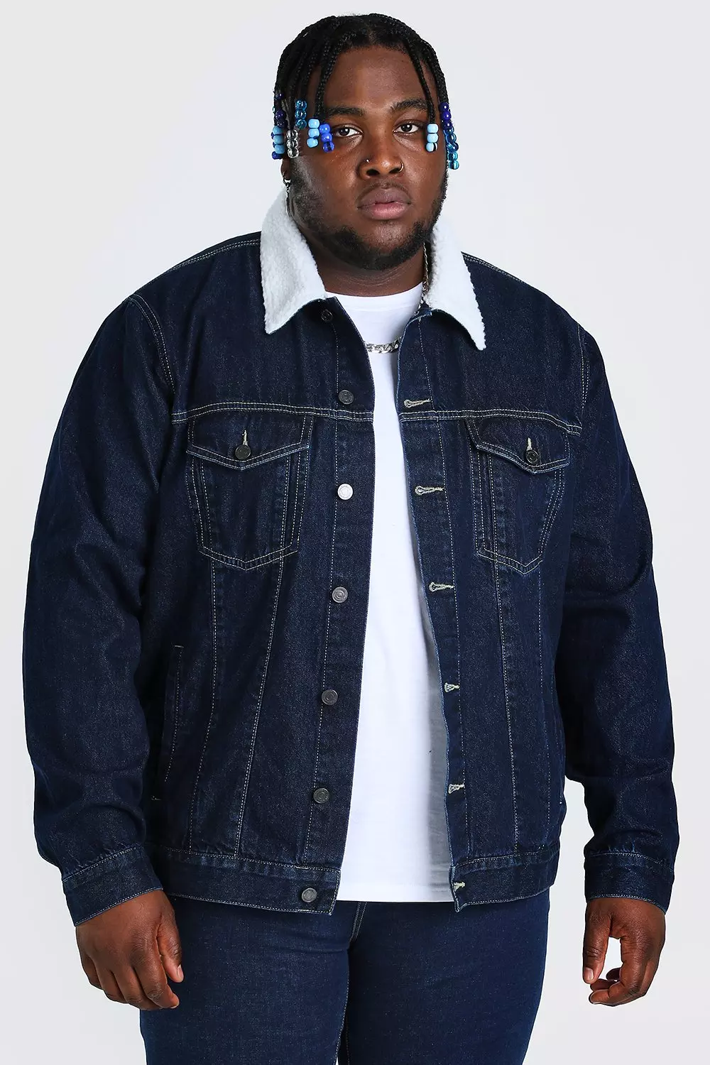 Jean jacket with hoodie plus size best sale